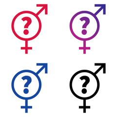 Male and Female Symbols with a Question sign
