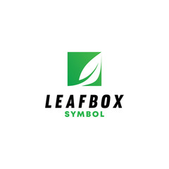 Leaf Box logo design vector template with Green Line Concept style. plant icon for badge, label, agriculture, environment, element, emblem, brand, garden, Company And Business.