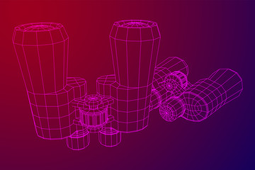 Abstract image of a binoculars. Searching or business vision concept. Wireframe low poly mesh vector illustration