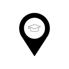 University geo tag outline icon. Symbol, logo illustration for mobile concept and web design.