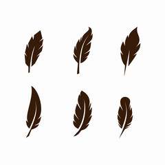 set of bird feather icon logo Vector illustration collection