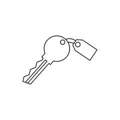 Key with tag outline icon isolated. Symbol, logo illustration for mobile concept, web design and games.