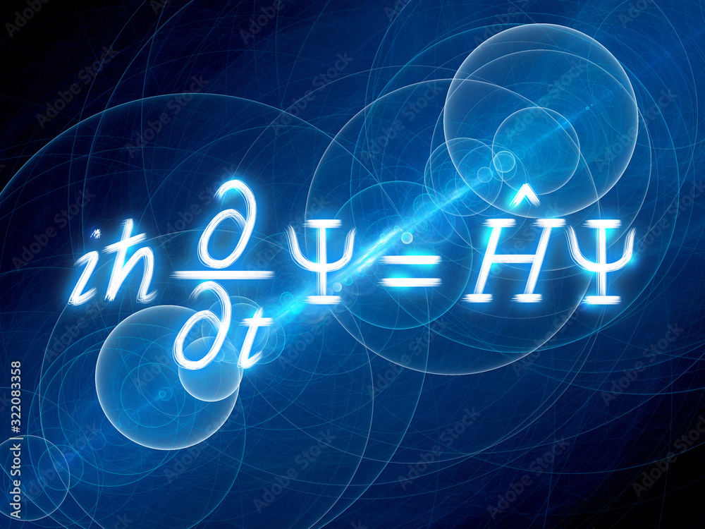 Wall mural blue glowing time-dependent schrodinger equation