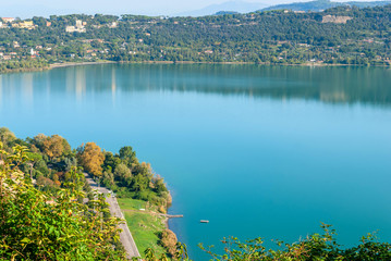 View of Lake Albano from the town of Castel Gandolfo, Italy