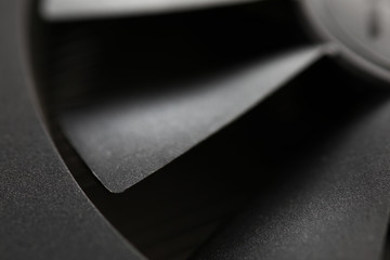 Fototapeta Blades of black industrial fan from air conditioning system obraz