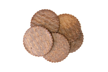 Biscuits coffee flavored isolated on white background.