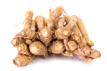 Finger root (Krachai) fresh isolated on white background, finger root is herb and Thai food ingredient.