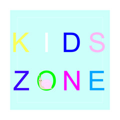  Kids zone logo illustration in vector isolated . Sticker or logotype for social media content.