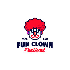 modern clown funny face logo sticker cartoon vector icon illustration