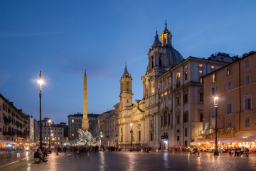 View of Piazza Navona in Rome at night
