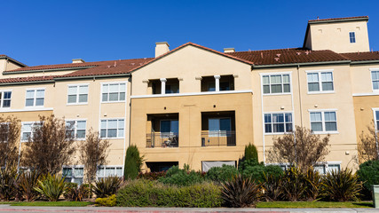 Fototapeta na wymiar Exterior view of residential building, Santa Clara, San Francisco bay area, California