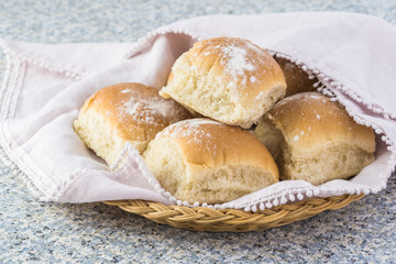 Fresh baked potato rolls.