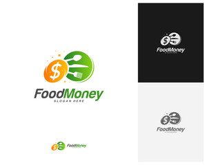 Creative Food Money logo design vector. Restaurant, food court, cafe logo template. Icon symbol. Illustration
