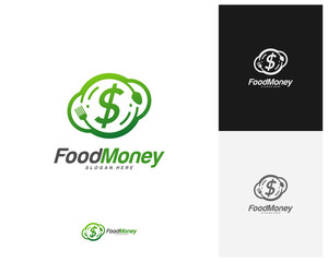 Creative Food Money logo design vector. Restaurant, food court, cafe logo template. Icon symbol. Illustration