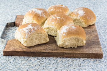 Fresh baked potato rolls.