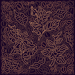 Coffee background. Vector pattern, art line decor.