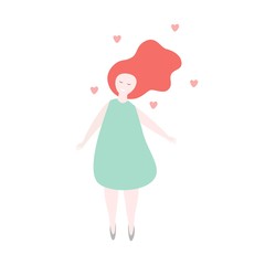 Woman in Love. Happy red hair girl. Vector illustration. - 322088762