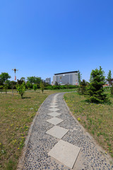 Fototapeta premium Flagstone Roads and Buildings in Cities, China
