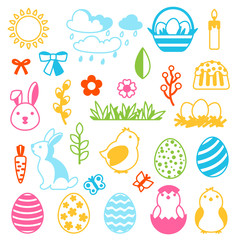 Happy Easter set of holiday items.