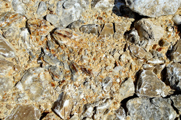 Natural gray gypsum stone. Close up image of stones with black and white. Industrial mining area. Limestone mining, quarry - Image