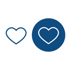 Symbol of heart and love. Two options. Vector blue icons.