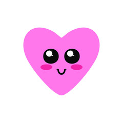 pink heart with red cheeks smiling