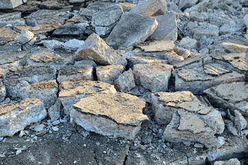 Recycling and reuse crushed concrete rubble, asphalt, building material, blocks.