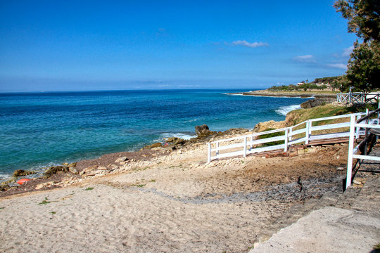 View of Baia Serrone beach in Marina di Pulsano, Taranto, Puglia, Italy