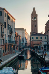 View of the bridge over the canal in Venice