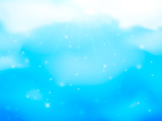 Blue sky with clouds. Vector Illustration for poster or banner