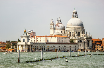 Santa Maria della Salute church panoramic view at Venice, Italy