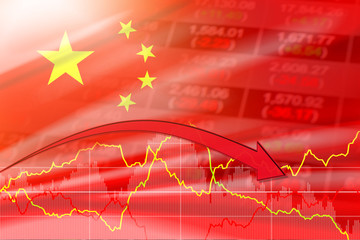 China Shanghai stock market crisis red price arrow down chart fall / Stock exchange analysis forex...