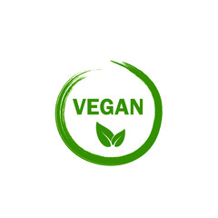 Vegan bio eco icon. Organic green product logo line grunge symbol. Vegetarian healthy food design template isolated on white background, vector illustration editable stroke