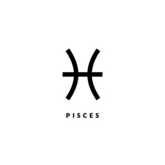 Obraz premium Zodiac Pisces line sign. Astrology icon isolated on white background, outline symbol astrological horoscope. Vector illustration of pisces zodiac design editable stroke