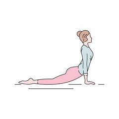 Cobra Pose Bhujangasana color line icon. Reclining back-bending asana in hatha yoga and modern yoga as exercise. Pictogram for web page, mobile app, promo. UI UX GUI design element. Editable stroke.