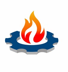fire flame tech logo design vector