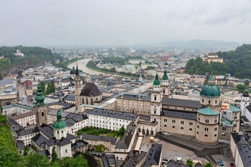 Fototapeta na wymiar Salzburg on a Rainy Day