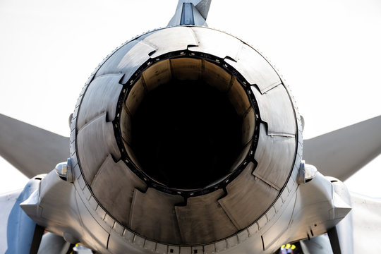 Rear Part Of Jet Engine Exhaust Of Military Fighter.