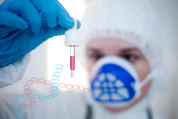 2019-nCoV- Hospital doctor takes blood samples and analyzes dangerous...