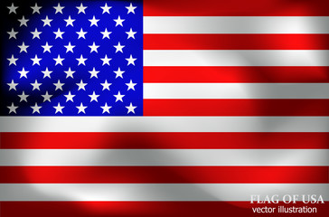 Happy America day background. Flag of USA with folds. Bright background with flag of USA. Vector Illustration.
