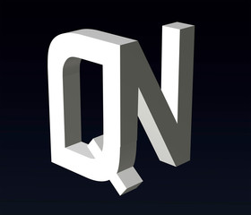 Font stylization of the letters Q and A, B, C, D, H, N, P, R, T, V, W,  Z, font composition of the logo. 3D-visualization
