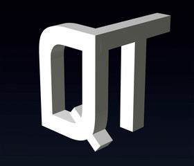 Font stylization of the letters Q and A, B, C, D, H, N, P, R, T, V, W,  Z, font composition of the logo. 3D-visualization
