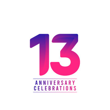 13 Years Anniversary Celebrations Vector Template Design Illustration