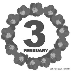 February 3 icon. For planning important day. Banner for holidays and special days. Vector illustration.