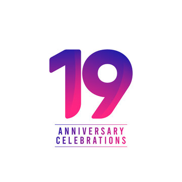 19 Years Anniversary Celebrations Vector Template Design Illustration