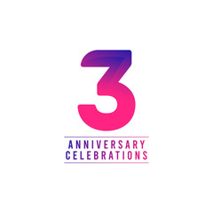 3 Years Anniversary Celebrations Vector Template Design Illustration
