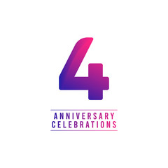 4 Years Anniversary Celebrations Vector Template Design Illustration