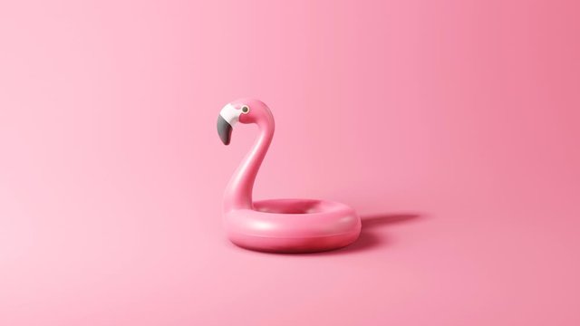 Flamingo float drop on pink background. Creative minimal summer concept. 3d rendering
