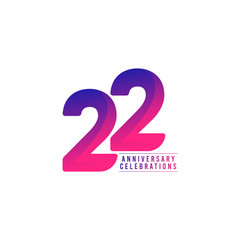 22 Years Anniversary Celebrations Vector Template Design Illustration