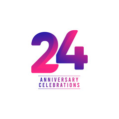 24 Years Anniversary Celebrations Vector Template Design Illustration - obrazy, fototapety, plakaty